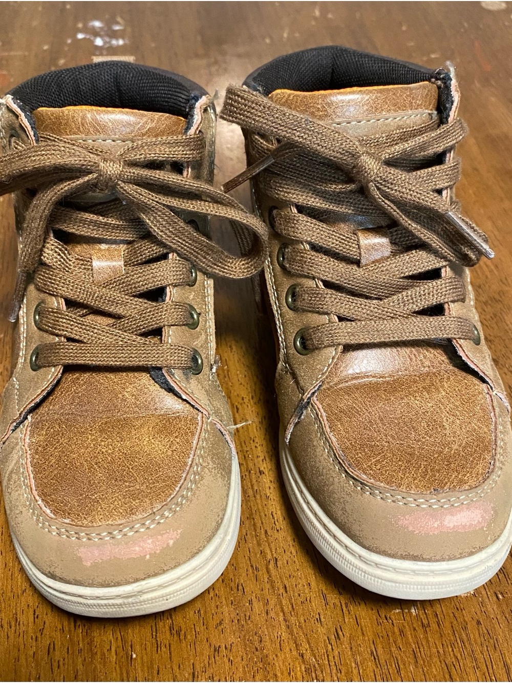 Falls Creek Kids Brown High-Top Sneakers with Tan Accents